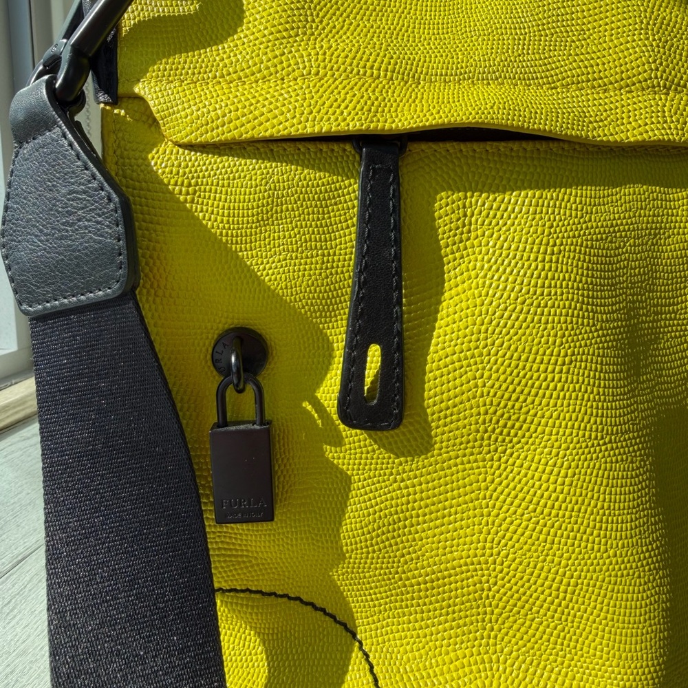 Furla Yellow and Black Messenger Tote - Picture 2 of 8